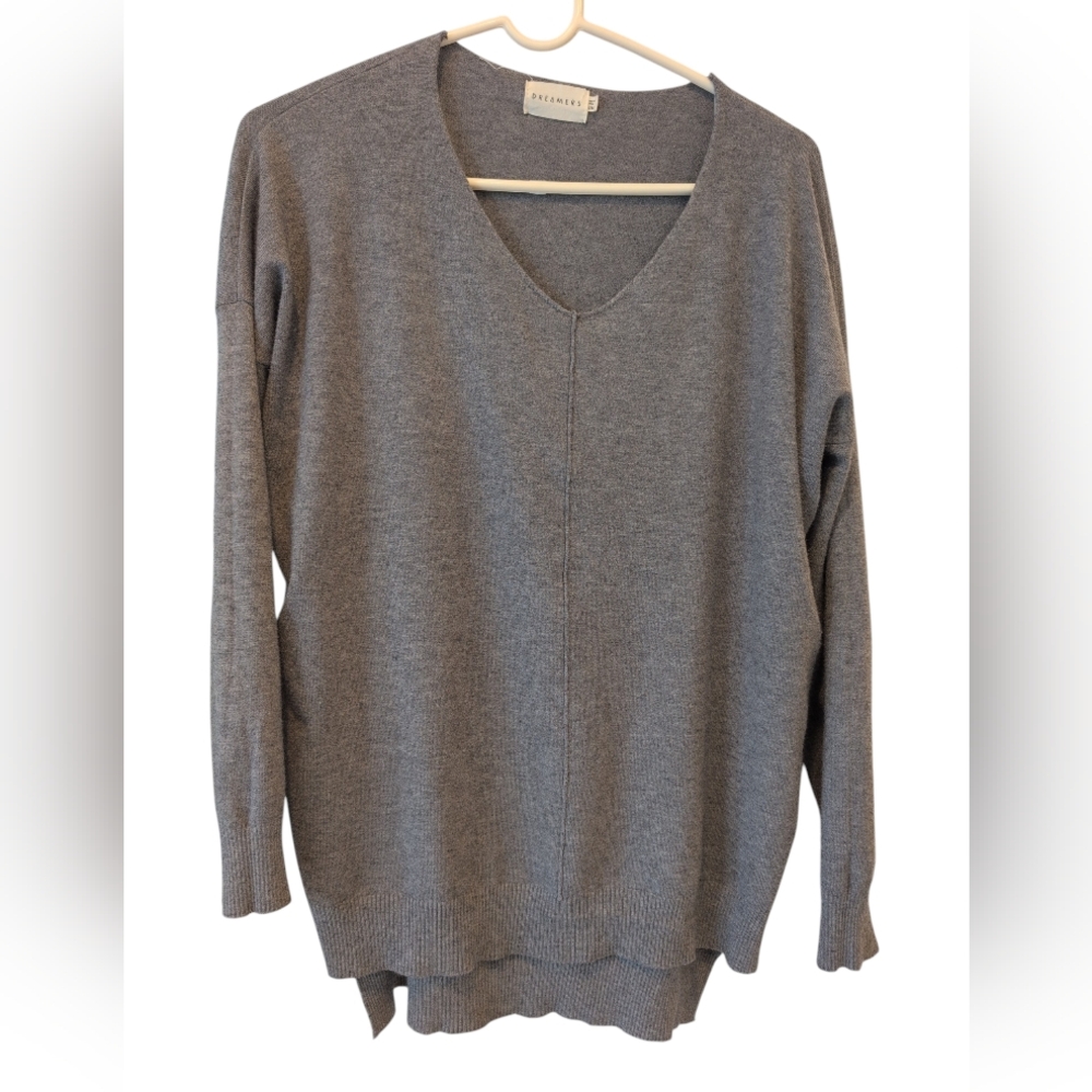 Dreamers Heather Gray V-Neck Sweater